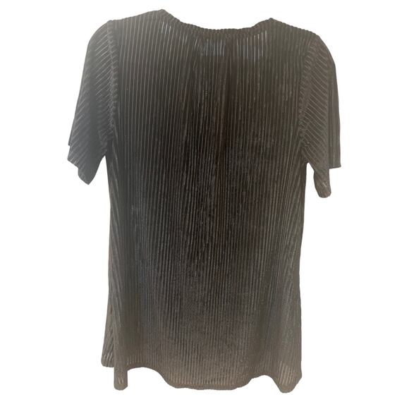 POL Black Striped Burnout Velour Tunic Top Dress Swimsuit Cover-Up Size Medium - Picture 3 of 10